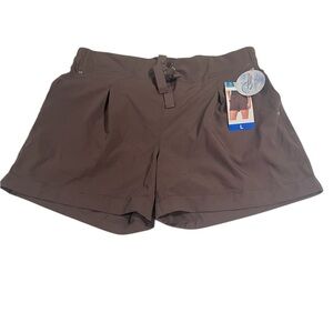 Mondetta MPG Stretch Performance Shorts Mushroom Brown Women L 5” Inseam NWT